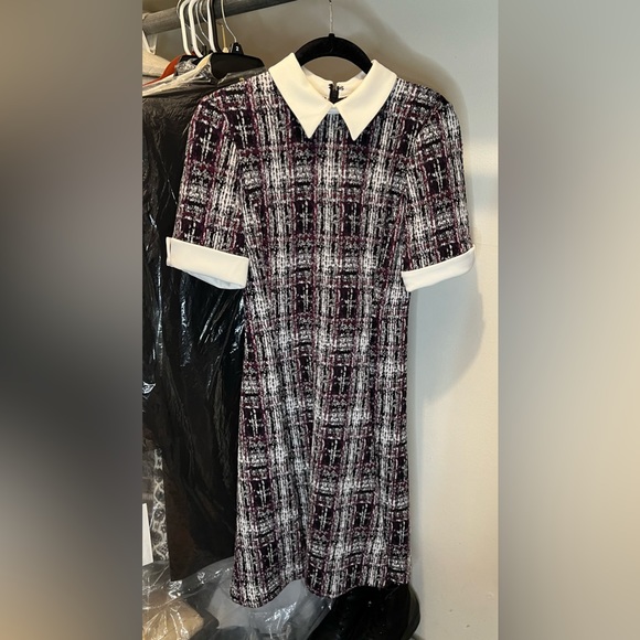 DKNY Black, white and purple plaid dress! - Picture 6 of 7